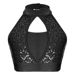 Dívčí taneční top s flitry - sportovní crop top na Jazz, Latin, Samba a balet 6-16 let - náhled 3
