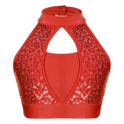 Dívčí taneční top s flitry - sportovní crop top na Jazz, Latin, Samba a balet 6-16 let - náhled 4
