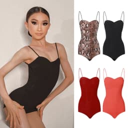 Dívčí taneční body pro latinské tance - sportovní gymnastický top pro samba a cha-cha, černý - náhled 2