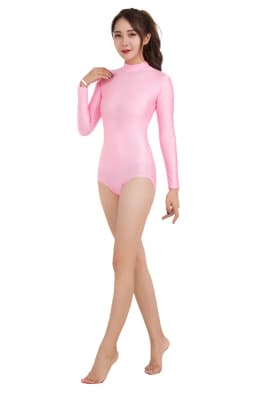 Dámský baletní dres na cvičení - prodyšný, elastický, dlouhý rukáv, zadní zip, gymnastika - náhled 4