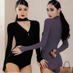 Dámský taneční top na latino a balet - sexy elastický body pro tanečnice, flexibilní sportovní oblečení - náhled 3