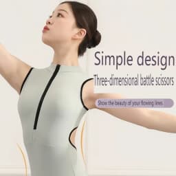 Dámský baletní leotard - taneční body s průstřihem v pase, sportovní oblečení pro balet a gymnastiku - náhled 7