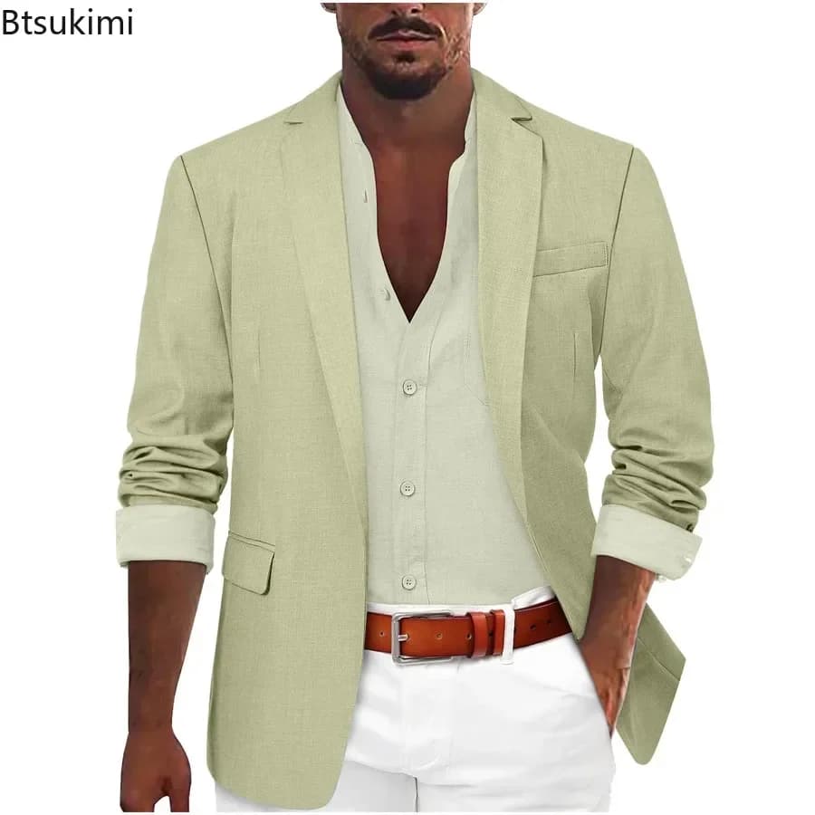 Pánské elegantní sako slim fit - Business casual oblek jednořadý módní kabát 2025
