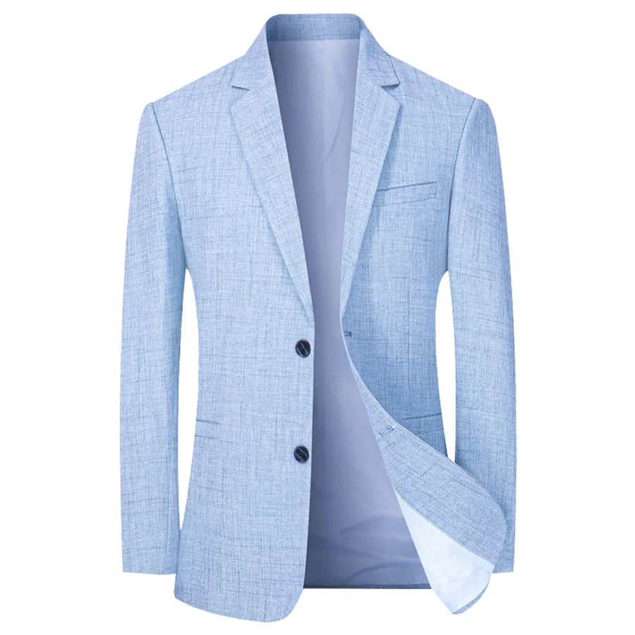 Pánské elegantní sako slim fit světle modré společenské formální business blazer jarní kabát vel. 4XL