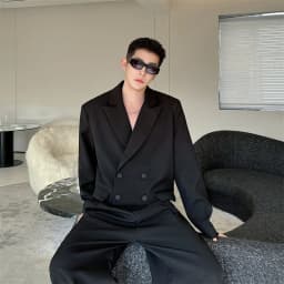 Pánské jarní sako volný střih módní jednobarevné společenské sako slim elegantní kabát - náhled 6