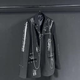 Pánský elegantní sako s kovovým řetězem - módní slim fit blazer pro společenské i volnočasové použití - náhled 3