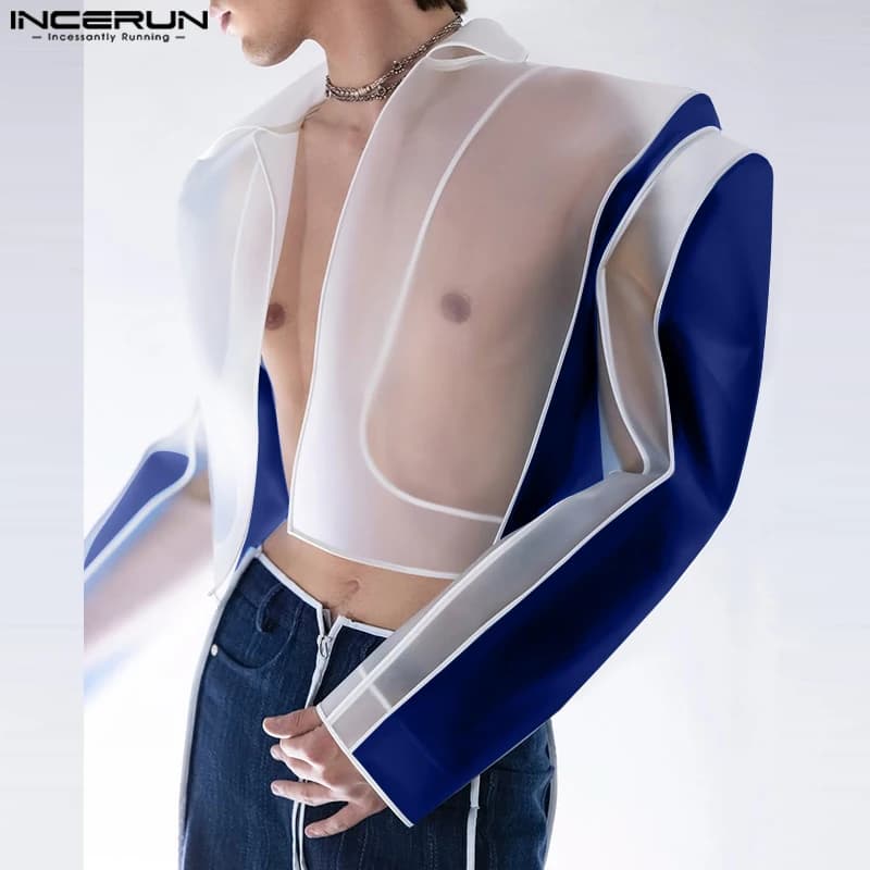 Pánský módní sako s kontrastními prvky - elegantní casual blazer pro muže