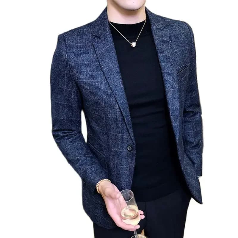 Pánský vintage károvaný blazer - elegantní společenské sako slim fit, módní styl