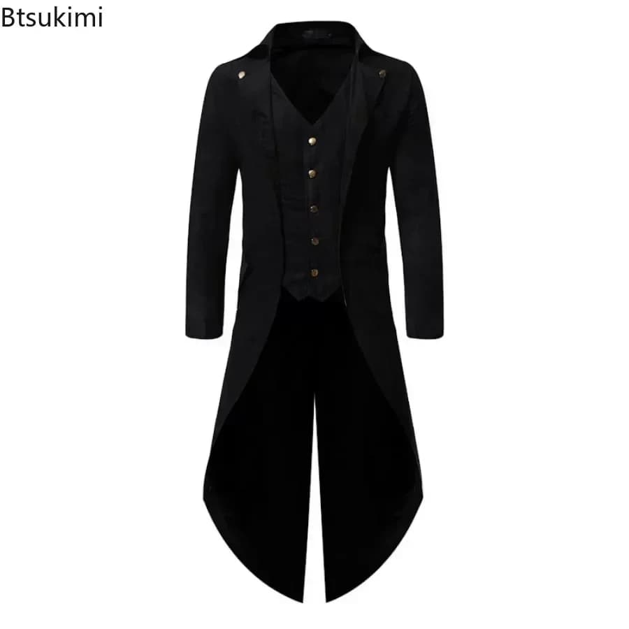 Pánský vintage gotický sako kabát slim fit společenský kostým na Halloween párty