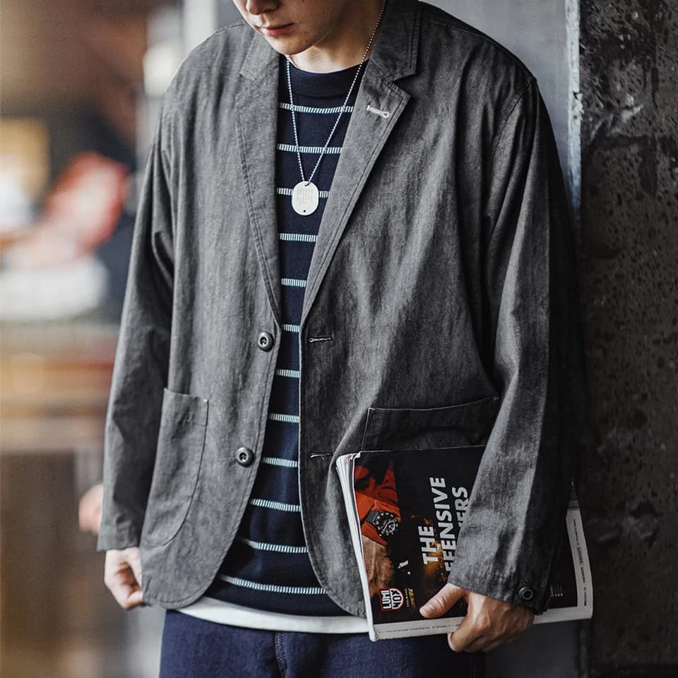 Pánská volnočasová bunda s nepravidelným designem pro jarní a podzimní sezónu, bavlněná, volný střih