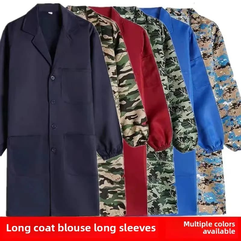 Modré pracovní ochranné oblečení - prodyšná laboratní košile s dlouhým rukávem pro muže a ženy