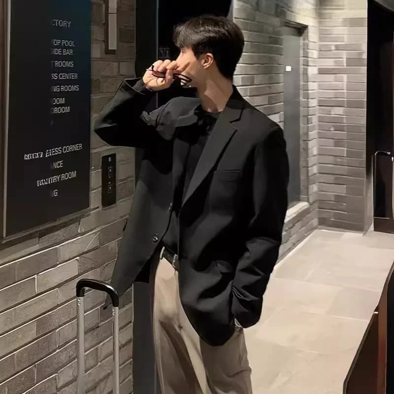 Pánské černé sako volného střihu - elegantní casual blazer pro každou příležitost