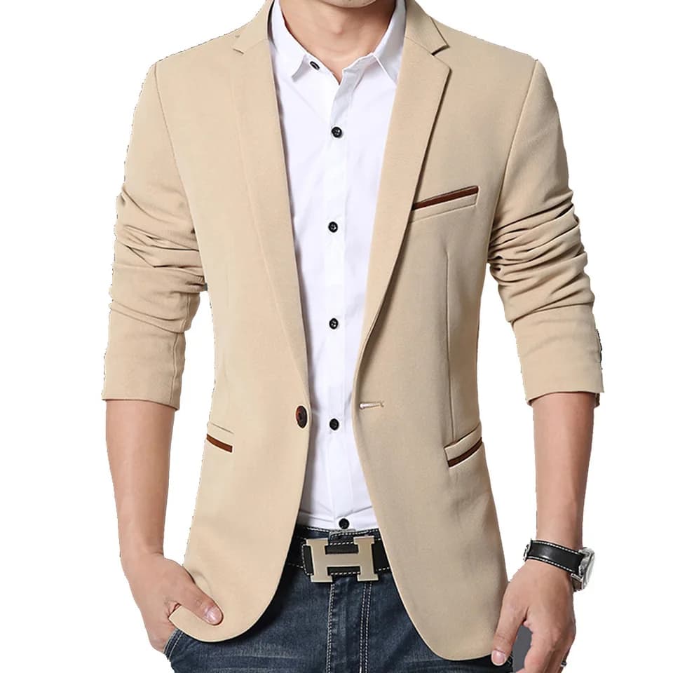 Pánské sako slim fit elegantní společenské módní jarní bunda kancelářský styl M-5XL