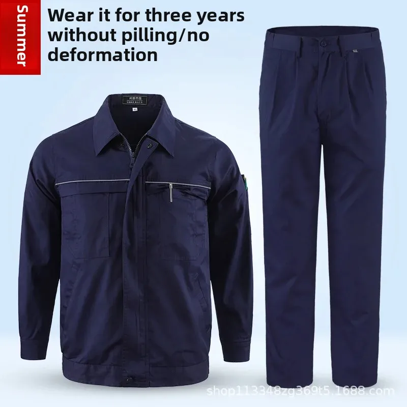 Letní pánský pracovní oblek - prodyšný, odolný, vícevrstvý ochranný oděv s kapsami