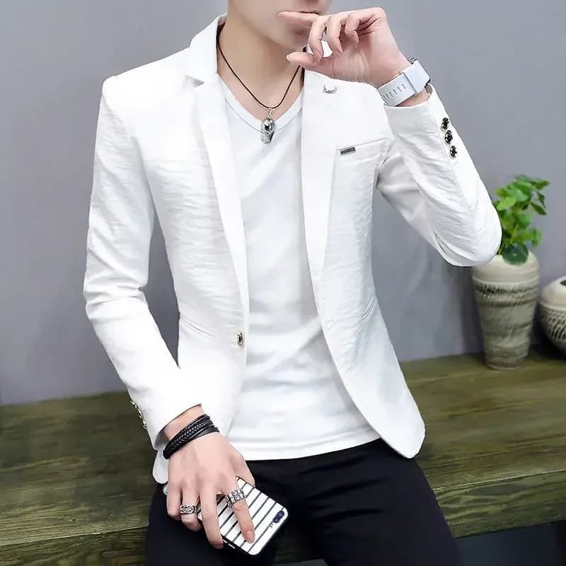 Pánský elegantní blazer šedý károvaný módní jarní oblek sako slim fit