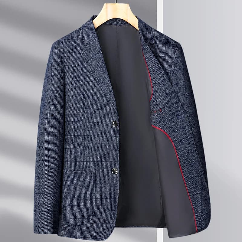 Pánský vlněný oblek sako podzim zima elegantní volnočasový kabát pro muže střední věk