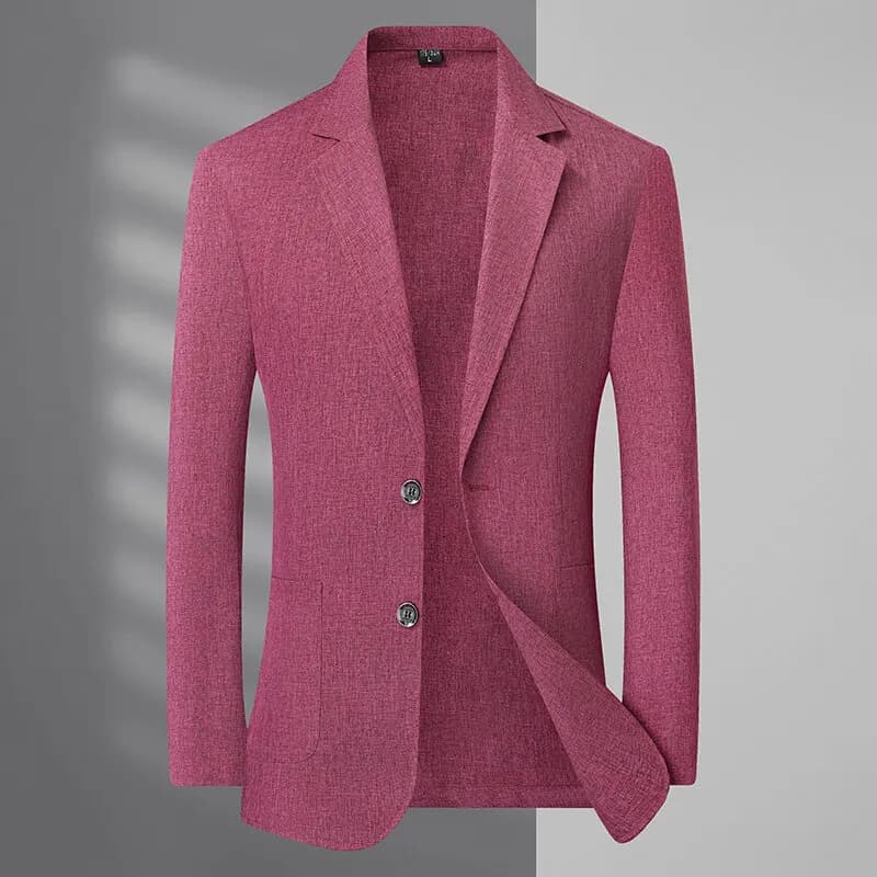 Pánský letní oblek s lněným límcem - prodyšný ochranný oděv s krátkým rukávem, slim fit