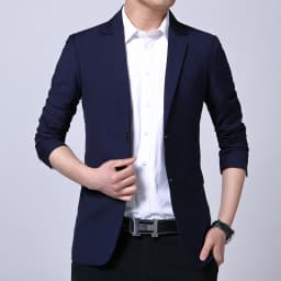 Elegantní pánský oblek slim fit společenský kabát jednobarevný formální sako vel. S-7XL - náhled 6