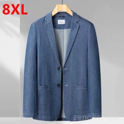 Pánské jarní riflové sako XXL - volnočasová džínová bunda v nadměrné velikosti 6XL-8XL - náhled 2