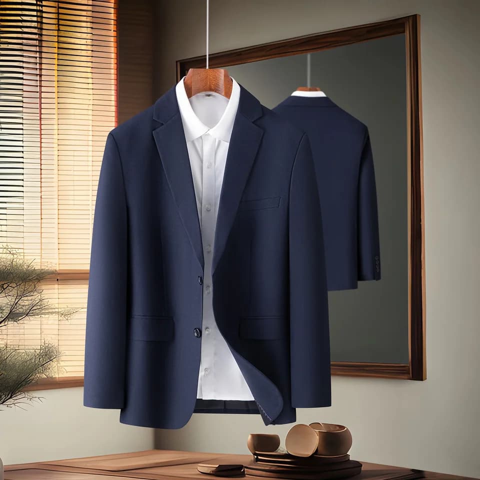 Pánský společenský oblek slim fit - elegantní jednobarevný kabát pro formální i volnočasové aktivity