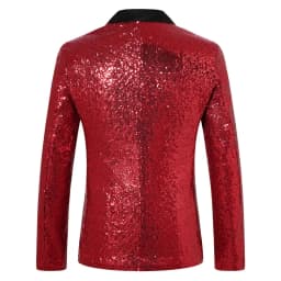Pánské flitrové sako luxusní společenské slim fit formální oblek na ples a svatbu červené/fialové - náhled 3