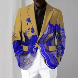 Pánská módní bunda s barevným potiskem - stylový elegantní dlouhý rukáv casual blazer - náhled 3