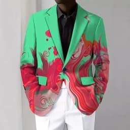 Pánská módní bunda s barevným potiskem - stylový elegantní dlouhý rukáv casual blazer - náhled 4