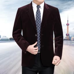 Pánský manažerský sako svetle hnědý corduroy elegantní společenský kabát slim fit jarní podzimní - náhled 2