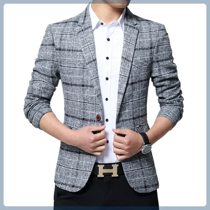 Pánské kostkované sako slim fit – elegantní casual blazer pro společenské příležitosti