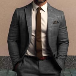 Pánský elegantní sako kabát károvaný vzor slim fit kancelářský blazer šedý - náhled 2
