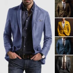 Pánský elegantní sako kabát károvaný vzor slim fit kancelářský blazer šedý - náhled 4