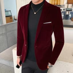 Zlatý sametový pánský blazer – elegantní slim fit oblek pro společenské příležitosti - náhled 5