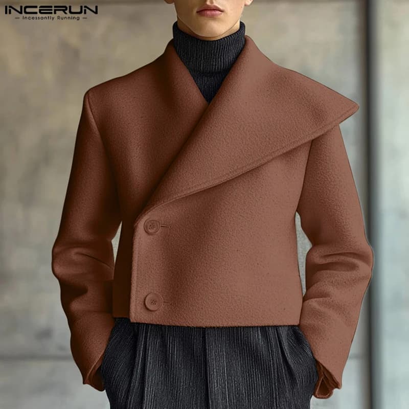 Pánský stylový asymetrický blazer casual streetwear módní elegantní jarní kabát