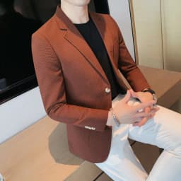 Pánský elegantní sako blejzr vlněný slim fit společenský kabát podzim/zima XL-5XL - náhled 5