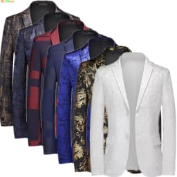 Pánské sako slim fit jarní kolekce v černé, bílé, červené a modré barvě - elegantní módní styl XS-5XL - náhled 2