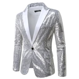 Pánský módní třpytivý oblek s jedním knoflíkem - společenský blazer pro večerní akce a párty - náhled 6
