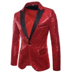 Pánský módní třpytivý oblek s jedním knoflíkem - společenský blazer pro večerní akce a párty - náhled 5