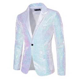 Pánský módní třpytivý oblek s jedním knoflíkem - společenský blazer pro večerní akce a párty - náhled 3