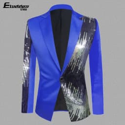 Pánský společenský sako slim fit s flitry elegantní módní jarní kabátek - náhled 5
