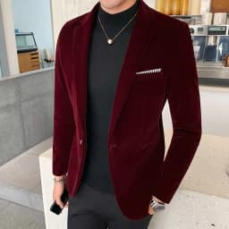 Pánské sametové sako bordó - elegantní svatební oblek pro společenské události vel. XS-5XL - náhled 2