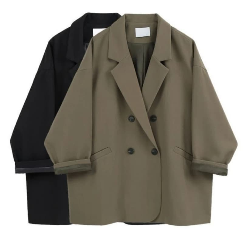 Elegantní dámský oversized blazer černý - volný střih casual stylový kabát