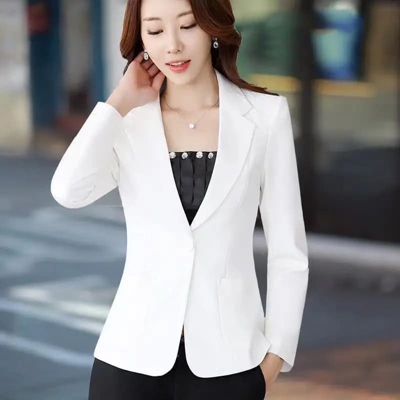 Dámské elegantní sako slim fit černé bílé kancelářské sako dlouhý rukáv M-3XL