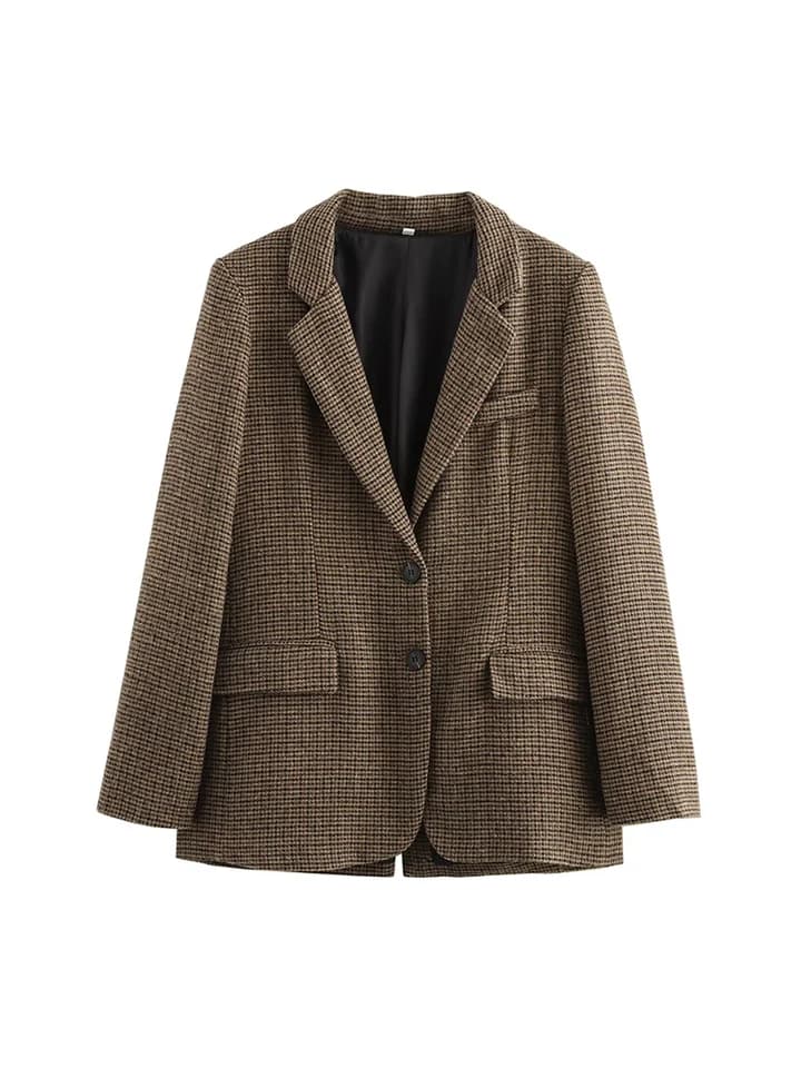 Dámská zimní kostkovaná vlněná bunda - elegantní kabát pro každou příležitost