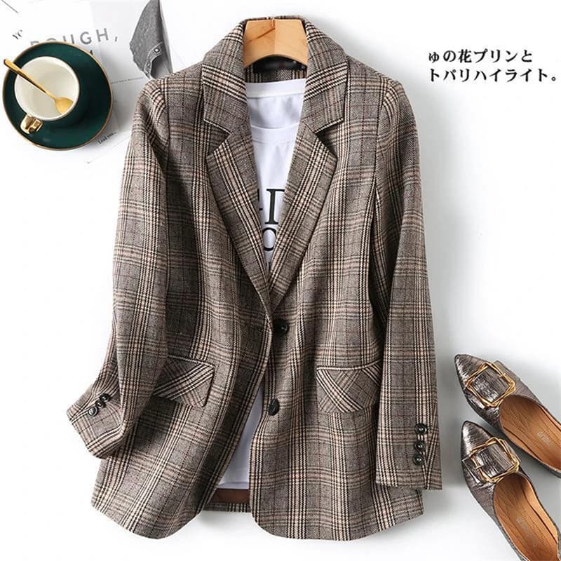 Dámský kostkovaný blazer - elegantní jarní kabátek bez rukávů, módní střih 2024