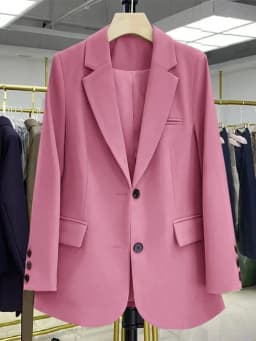 Dámský elegantní blazer růžový volný střih kancelářský styl moderní sako - náhled 6