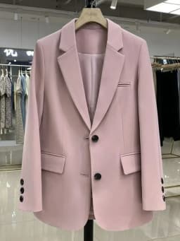 Dámský elegantní blazer růžový volný střih kancelářský styl moderní sako - náhled 2