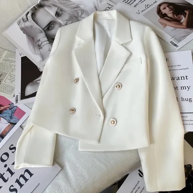 Dámské elegantní sako jarní kolekce 2025 - krátký střih kancelářský blazer módní trend