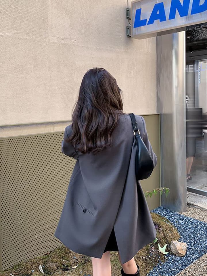 Dámský elegantní blazer s rozparkem - módní jarní bunda volného střihu š M L XL