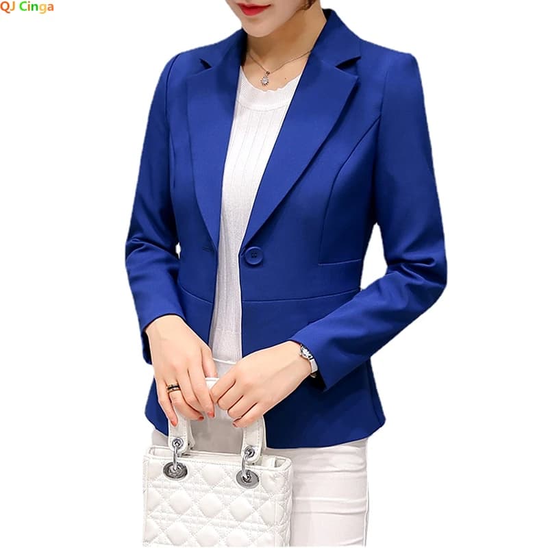 Elegantní dámský modrý sako blejzr slim fit jarní/podzimní módní kabátek v modré, bílé, černé, červené