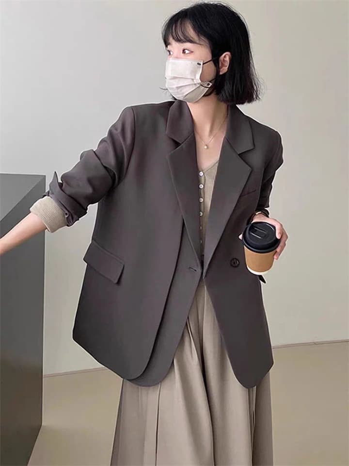Dámský kostkovaný blazer s límcem - elegantní podzimní sako s kapsami, vintage styl